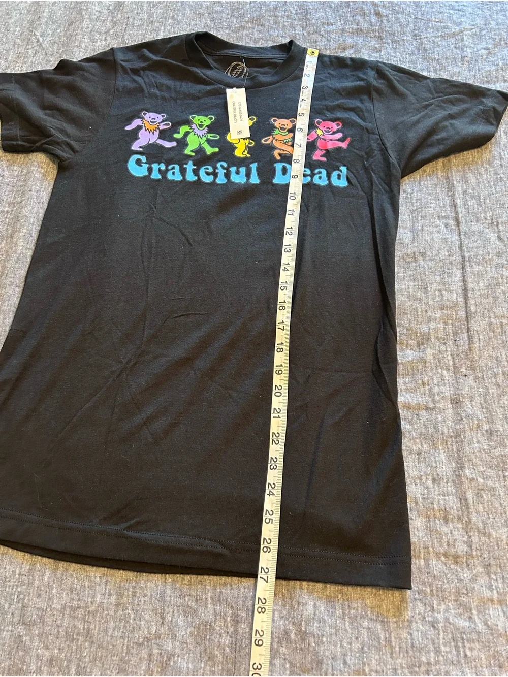 Grateful Dead Black Tee with Rainbow Dancing Bears